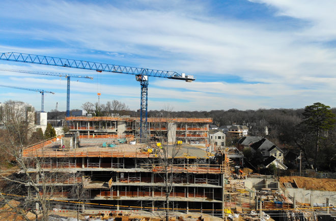 Topping Out of Building "A" at East Blvd Apartments in Charlotte